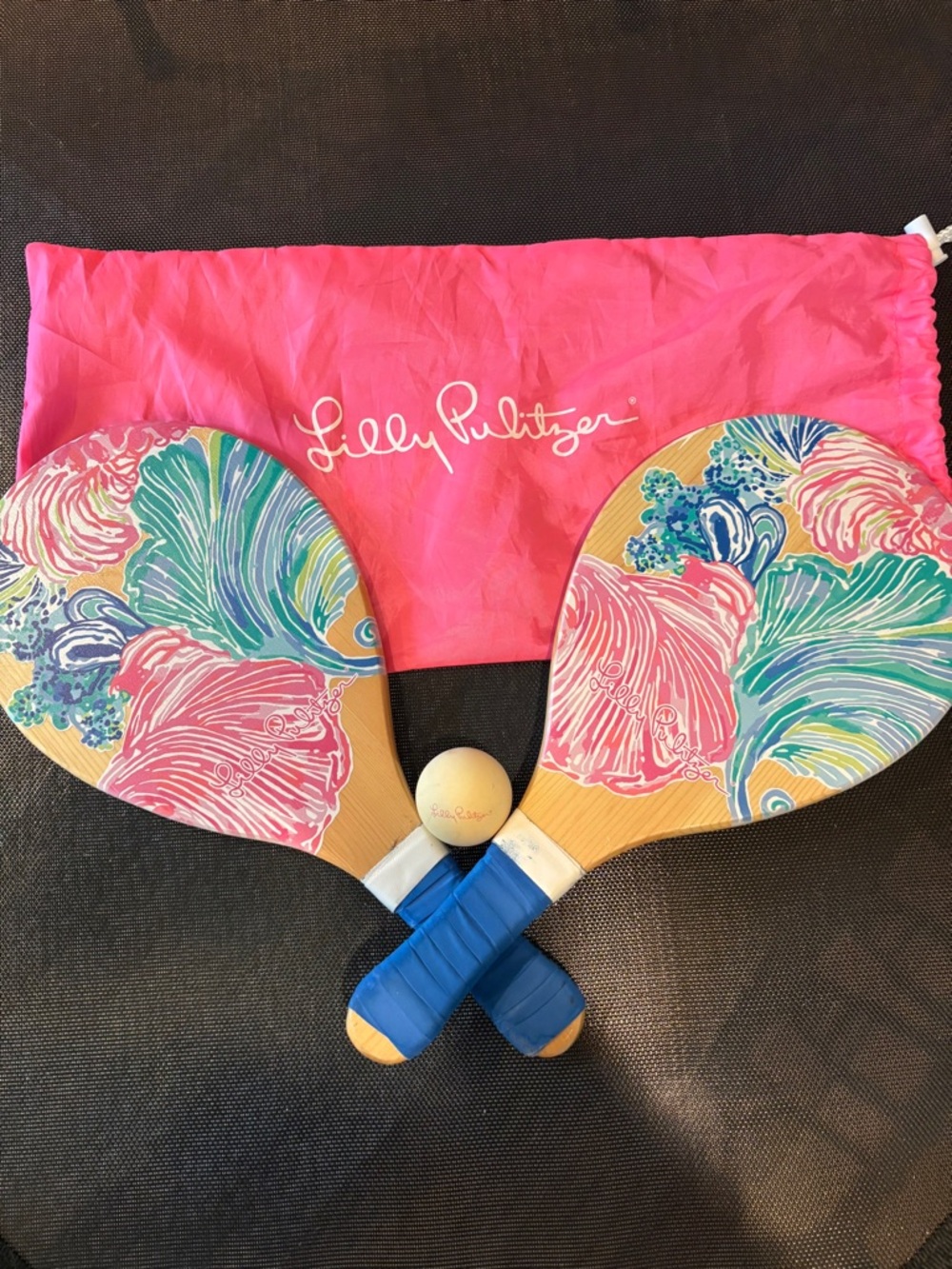 Lilly Pulitzer Beach Game Paddles, Paddleball and Carry Case